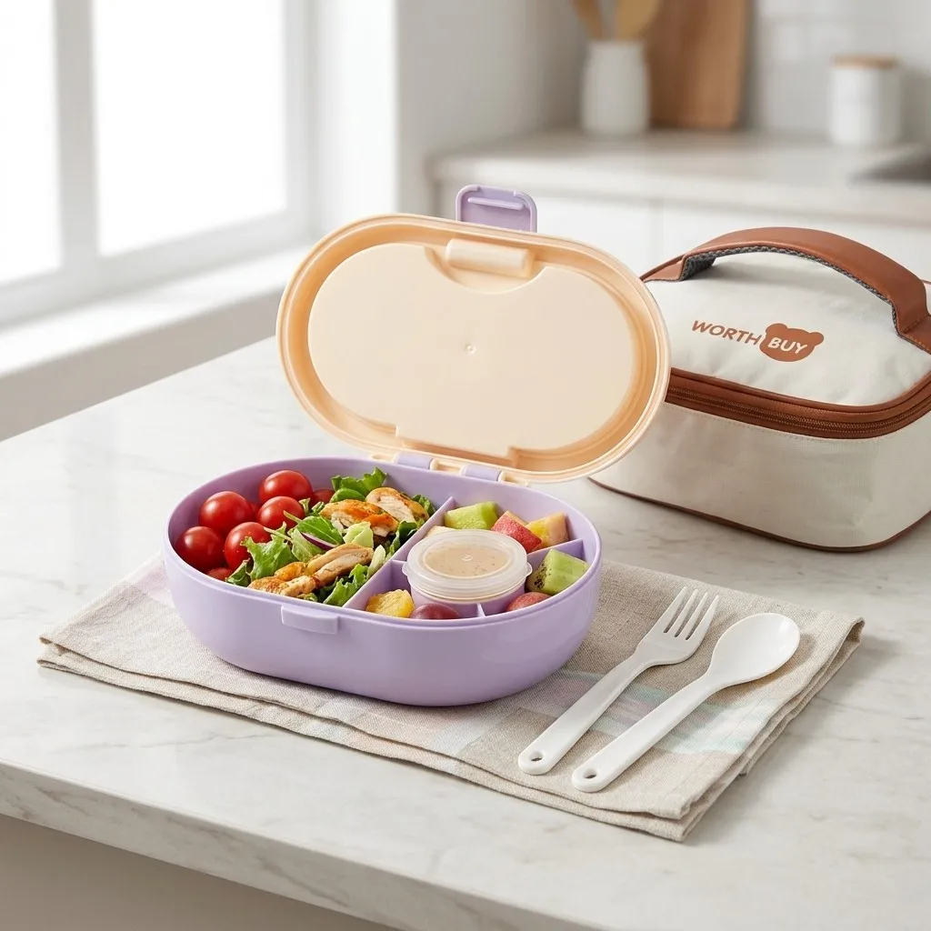 Meal Prep Or Prep Meal - علبة طعام بلاستيكية مقسمة، مناسبة للطلاب