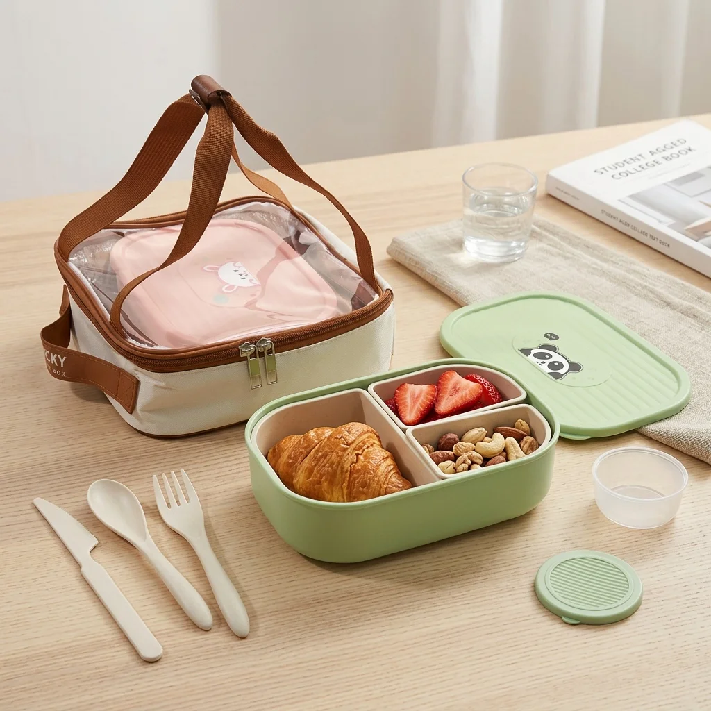 Meal Prep Or Prep Meal - علبة طعام بنتو للأطفال مع غطاء،