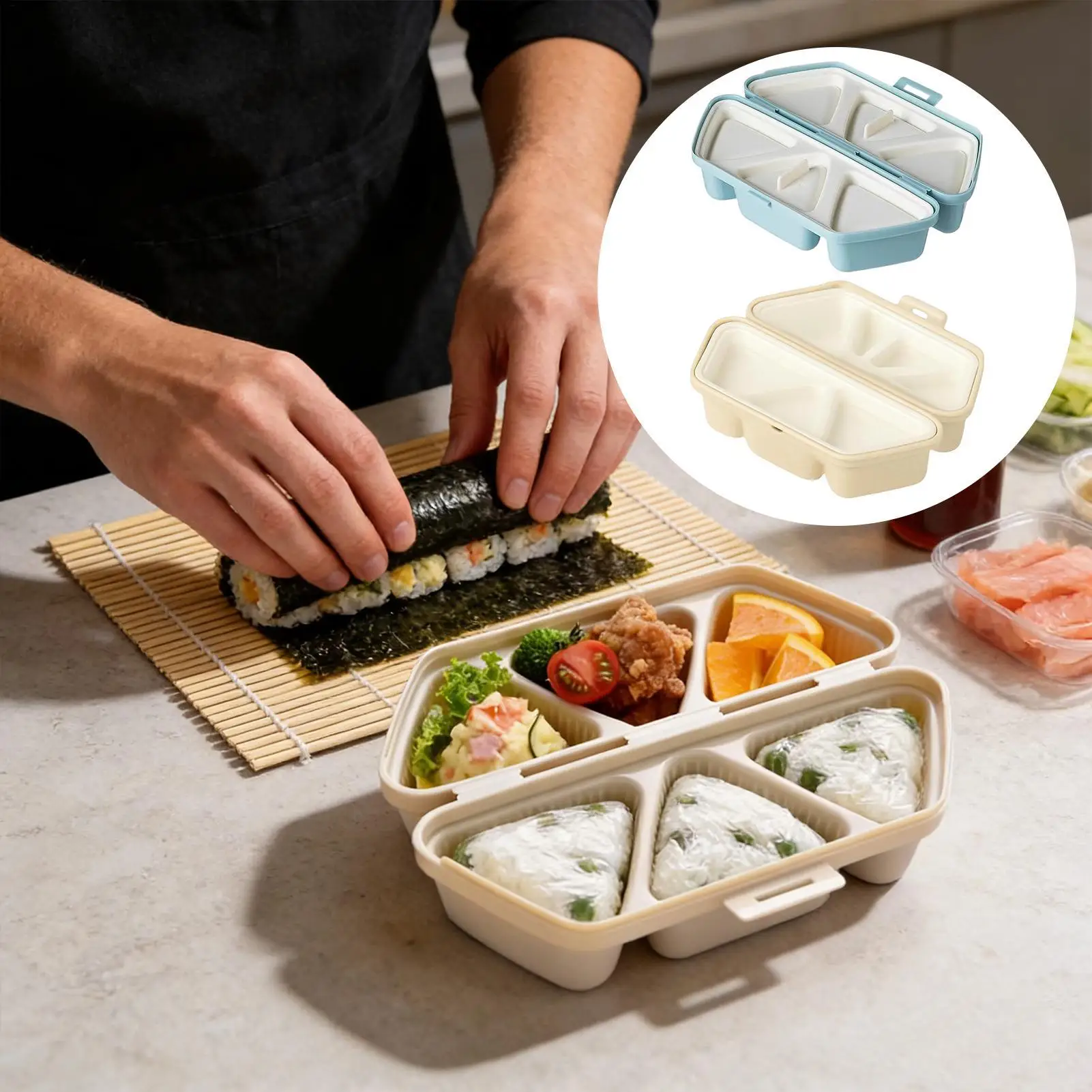 Meal Prep With Rice - قالب صنع السوشي بـ 6 تجاويف،