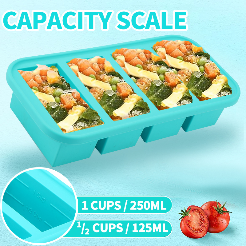 4 قوالب فريزر سيليكون مغطاة -  - مراجعة Meal Prep Template وسعره
